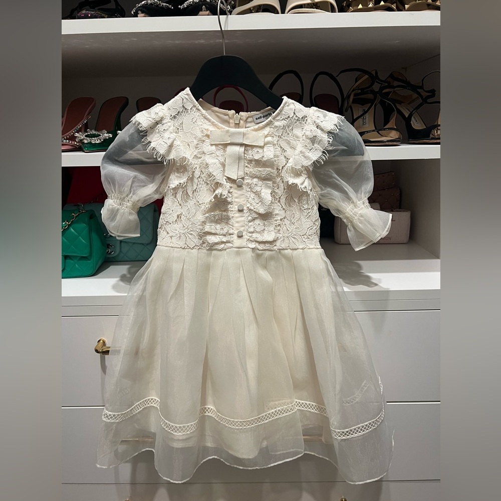 Self Portrait Elegant Cream Lace Kids Dress
